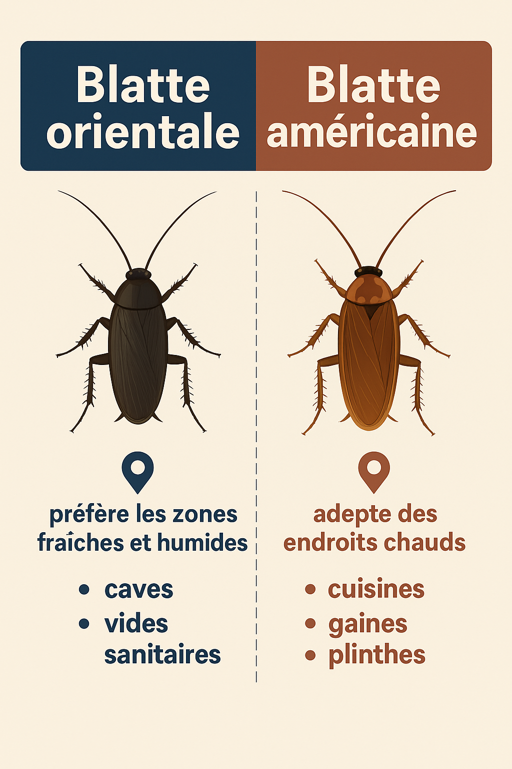 comparaison blatte americaine et orientale