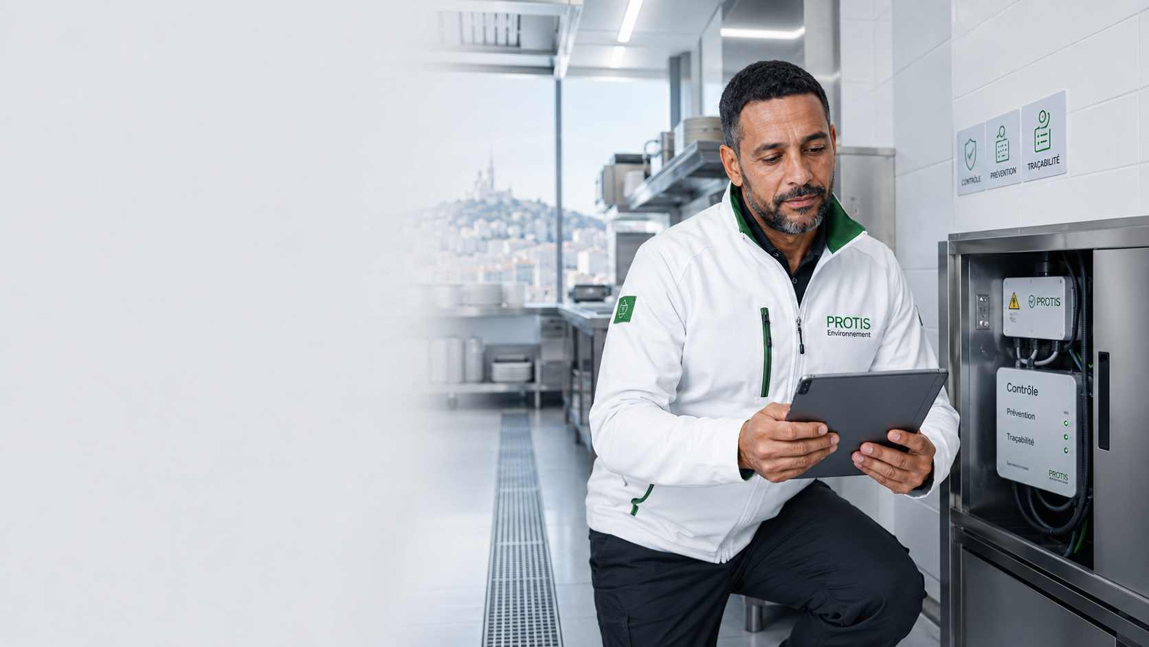 technicien realisant une Inspection technique dans une salle